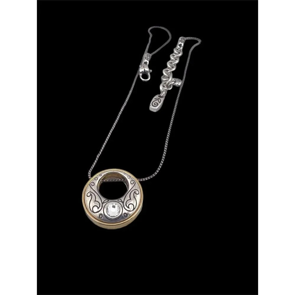 Brighton Circle Pendant Necklace Aries 18" Silver & Gold Tone Reversible.